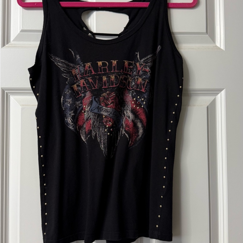 Harley-Davidson Black and Red Graphic Tank Top